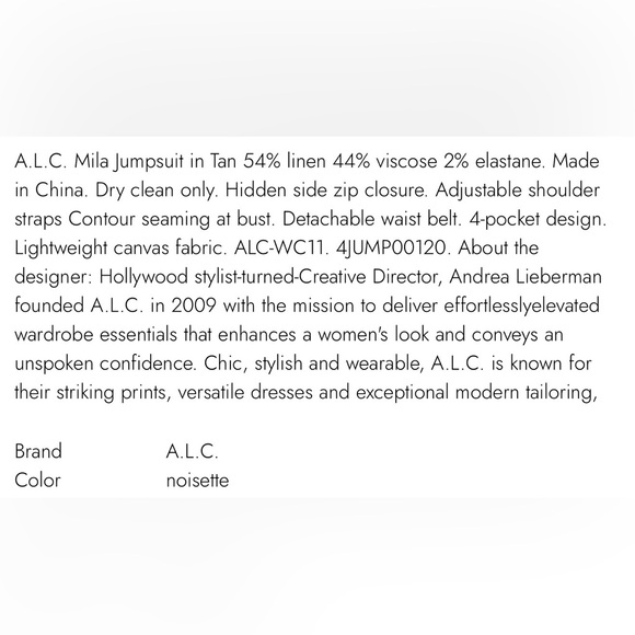 A.L.C. Mila Tan Jumpsuit, Noisette - Picture 5 of 11